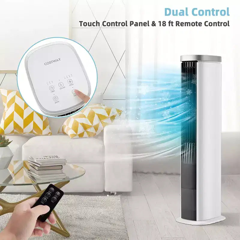Enfriador de aire evaporativo portátil 3 en 1 Costway de 40'' Ventilador de torre sin aspas con temporizador