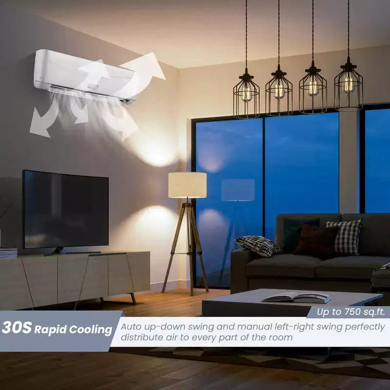 Costway Climatiseur et Chauffage Mini Split 12000 BTU 20 SEER2 115 V Unité de Climatisation Murale