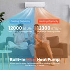 Costway Climatiseur et Chauffage Mini Split 12000 BTU 20 SEER2 115 V Unité de Climatisation Murale