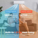 Climatiseur et Chauffage Mini Split Costway 18000 BTU 19 SEER2 Couverture 116 m²