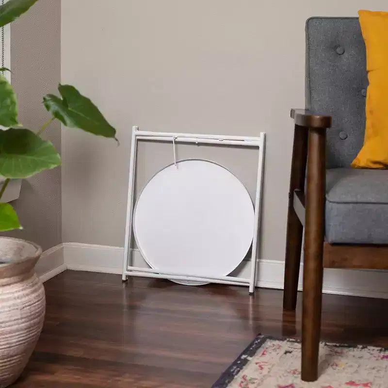BirdRock Home Table d'appoint pliante en métal ivoire avec plateau amovible