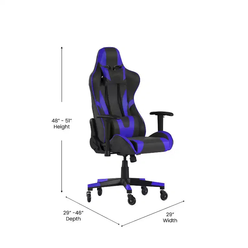 Silla de juegos Flash Furniture X20, tipo carreras, para oficina y ordenador, con respaldo reclinable y ruedas transparentes