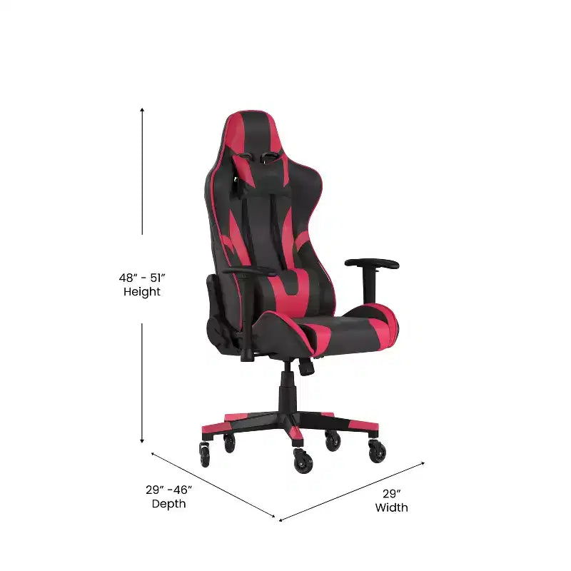 Silla de juegos Flash Furniture X20, tipo carreras, para oficina y ordenador, con respaldo reclinable y ruedas transparentes