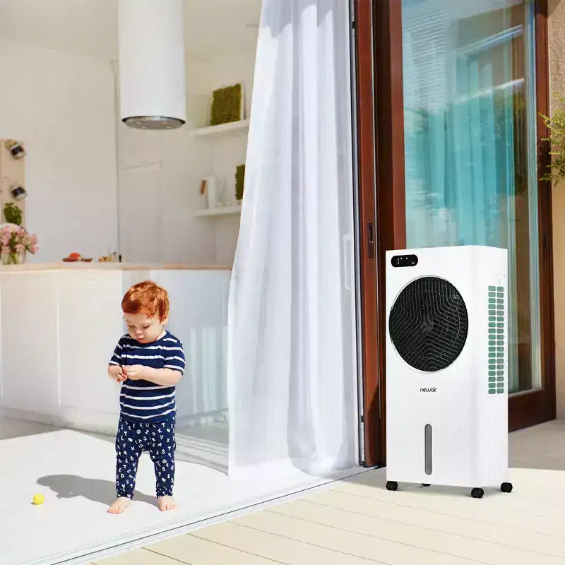 Refroidisseur d'air évaporatif et ventilateur portable Newair, refroidisseur par évaporation 1600 CFM, chambre à glaçons à chargement par le haut, réservoir d'eau amovible de 12 litres