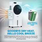 Refroidisseur d'air évaporatif et ventilateur portable Newair, refroidisseur par évaporation 1600 CFM, chambre à glaçons à chargement par le haut, réservoir d'eau amovible de 12 litres