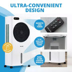 Refroidisseur d'air évaporatif et ventilateur portable Newair, refroidisseur par évaporation 1600 CFM, chambre à glaçons à chargement par le haut, réservoir d'eau amovible de 12 litres