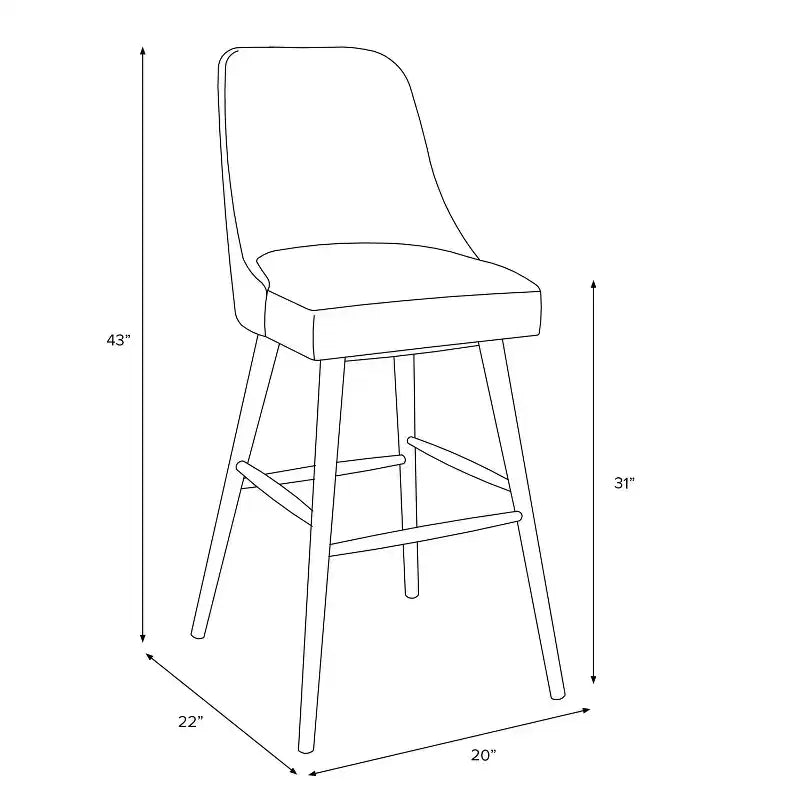 Tabouret de bar moderne Geller de 31 po avec repose-pieds en velours brillant – Threshold