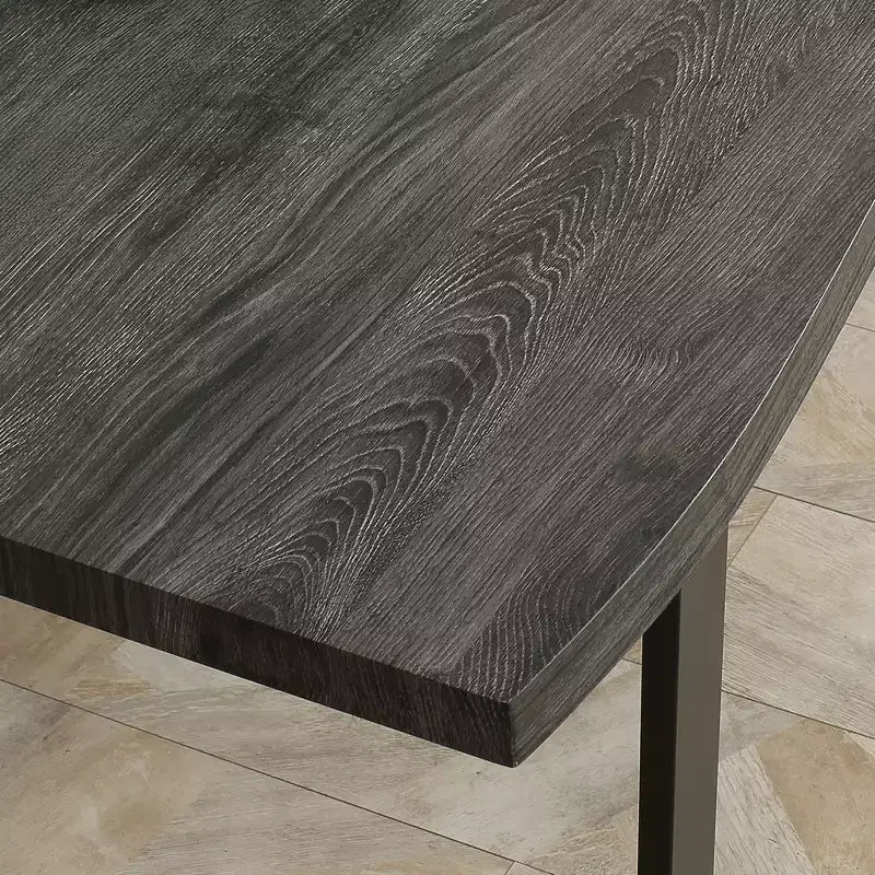 HOMCOM Mesa de Comedor Moderna con Borde Ondulado de 63'' para 6 Personas, Mesa de Cocina de Madera con Patas de Acero, Mesa Rectangular con Base Fuerte de Metal, Gris