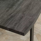 HOMCOM Mesa de Comedor Moderna con Borde Ondulado de 63'' para 6 Personas, Mesa de Cocina de Madera con Patas de Acero, Mesa Rectangular con Base Fuerte de Metal, Gris