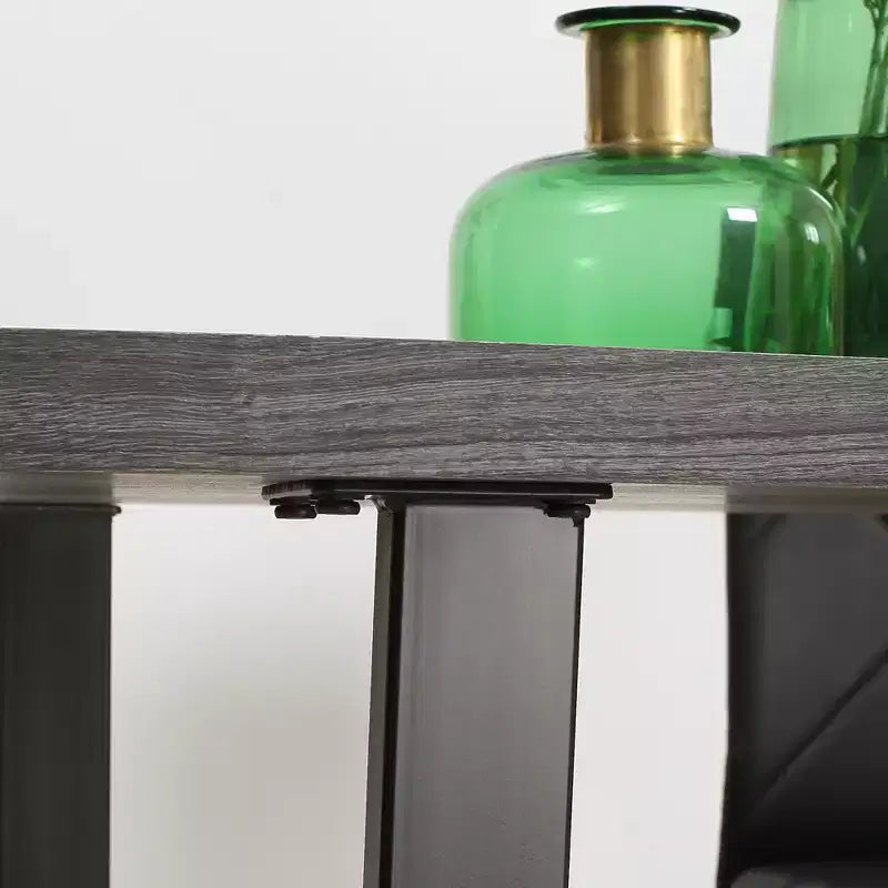 HOMCOM Mesa de Comedor Moderna con Borde Ondulado de 63'' para 6 Personas, Mesa de Cocina de Madera con Patas de Acero, Mesa Rectangular con Base Fuerte de Metal, Gris