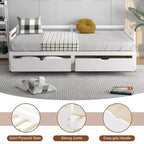 Lit de repos double Costway convertible en lit king-size avec 2 tiroirs, canapé-lit en bois pour chambre et salon, blanc/cerisier