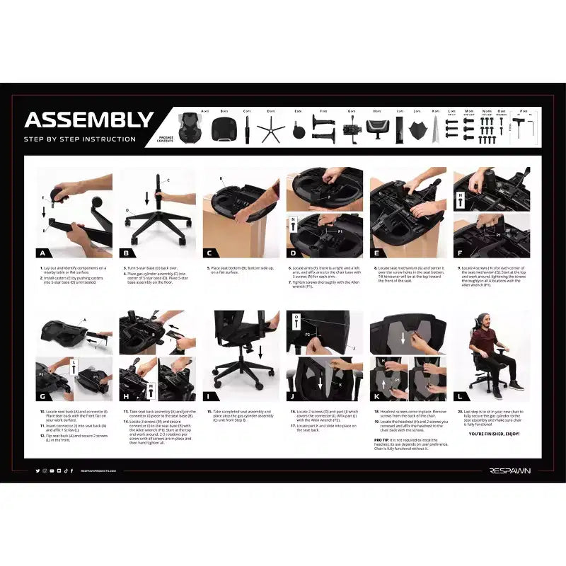 Silla de juego RESPAWN Flexx Mesh con soporte lumbar y reposacabezas ajustable