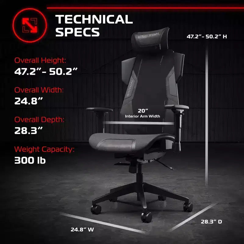 Silla de juego RESPAWN Flexx Mesh con soporte lumbar y reposacabezas ajustable