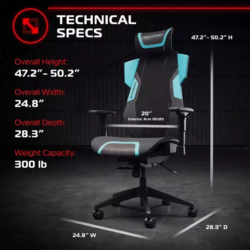 Silla de juego RESPAWN Flexx Mesh con soporte lumbar y reposacabezas ajustable