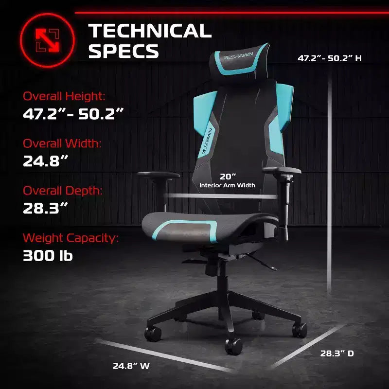 Silla de juego RESPAWN Flexx Mesh con soporte lumbar y reposacabezas ajustable