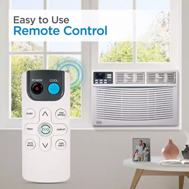 Climatiseurs de fenêtre BLACK+DECKER, 5 000-14 000 BTU, refroidissent des pièces jusqu'à 65 m², avec télécommande ou commandes manuelles, plusieurs vitesses de refroidissement