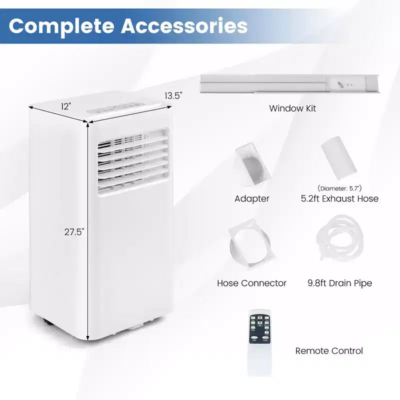 Costway Climatiseur portable 3-en-1 5000 BTU (8000 BTU ASHRAE) avec modes Froid, Déshumidification, Ventilation et Nuit
