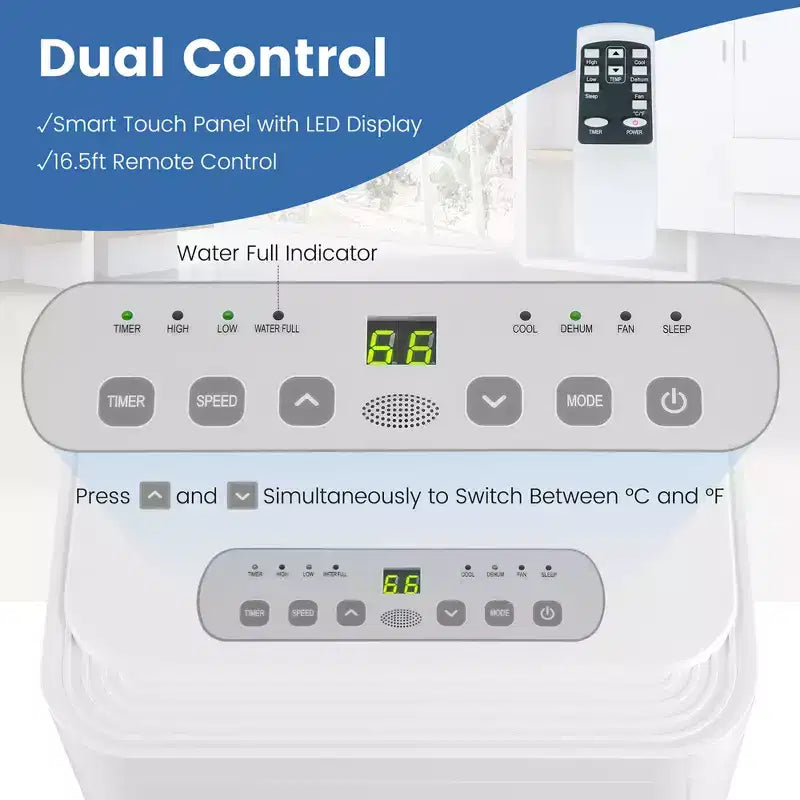 Costway Climatiseur portable 3-en-1 5000 BTU (8000 BTU ASHRAE) avec modes Froid, Déshumidification, Ventilation et Nuit