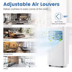 Costway Climatiseur portable 3-en-1 5000 BTU (8000 BTU ASHRAE) avec modes Froid, Déshumidification, Ventilation et Nuit
