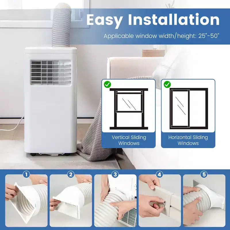 Costway Climatiseur portable 3-en-1 5000 BTU (8000 BTU ASHRAE) avec modes Froid, Déshumidification, Ventilation et Nuit