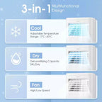 Climatiseur portable Costway 6000 BTU (10000 BTU ASHRAE) Unité de climatisation 3-en-1 avec fonctions froid, déshumidificateur, ventilateur et mode nuit