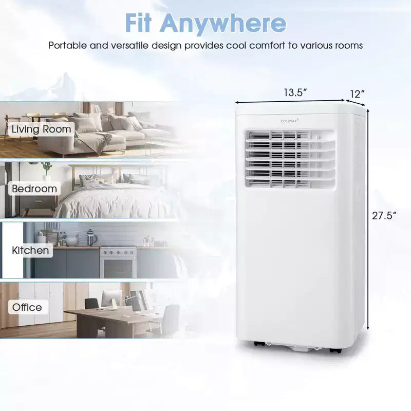 Climatiseur portable Costway 6000 BTU (10000 BTU ASHRAE) Unité de climatisation 3-en-1 avec fonctions froid, déshumidificateur, ventilateur et mode nuit