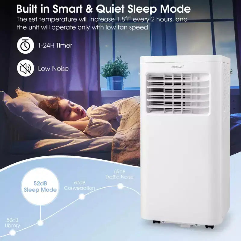 Climatiseur portable Costway 6000 BTU (10000 BTU ASHRAE) Unité de climatisation 3-en-1 avec fonctions froid, déshumidificateur, ventilateur et mode nuit