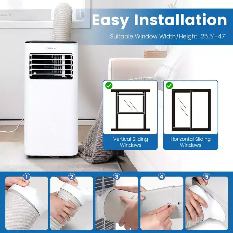 Climatiseur portable 4-en-1 Costway 5000 BTU (8000 BTU ASHRAE) avec ventilateur froid, déshumidificateur et mode veille