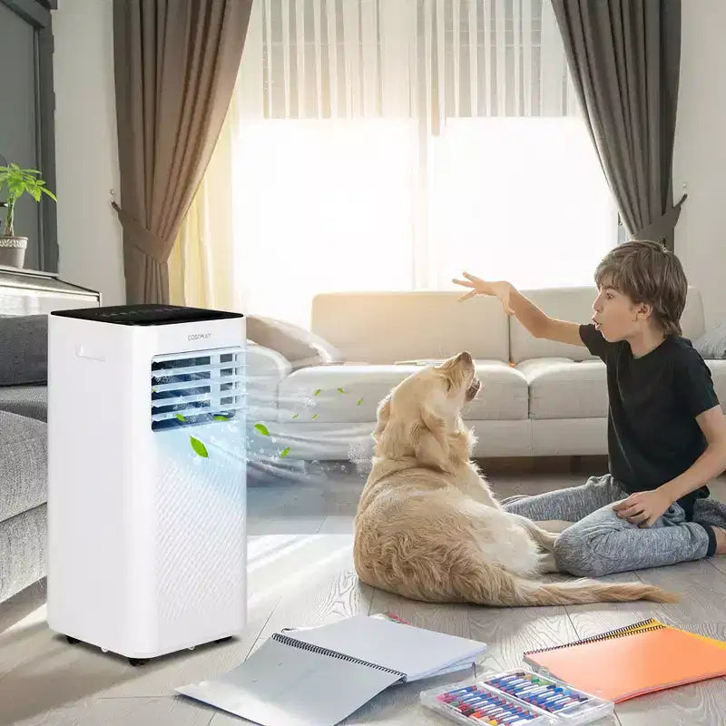 Climatiseur portable 4-en-1 Costway 5000 BTU (8000 BTU ASHRAE) avec ventilateur froid, déshumidificateur et mode veille
