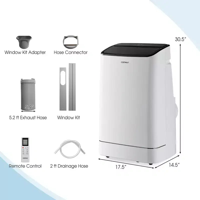 Costway Climatiseur portable 15000 BTU avec télécommande et contrôle par application, ventilateur de refroidissement, fonction chauffage et déshumidificateur