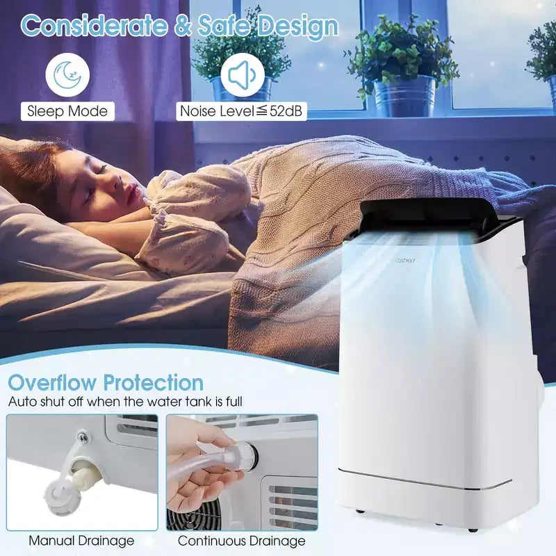 Costway Climatiseur portable 15000 BTU avec télécommande et contrôle par application, ventilateur de refroidissement, fonction chauffage et déshumidificateur