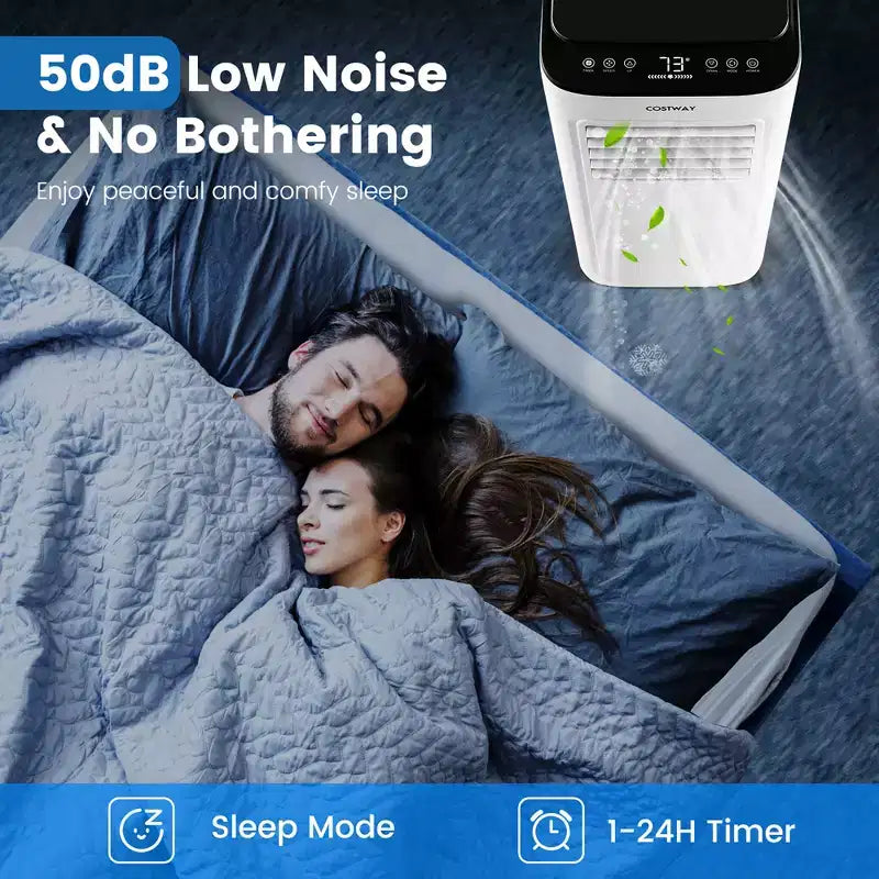 Climatiseur portable Costway 6000 BTU (9000 BTU ASHAR) 3-en-1 avec fonctions climatiseur, déshumidificateur, ventilateur et mode nuit