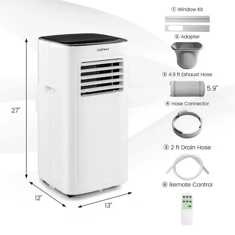 Climatiseur portable Costway 6000 BTU (9000 BTU ASHAR) 3-en-1 avec fonctions climatiseur, déshumidificateur, ventilateur et mode nuit