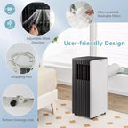 Climatiseur Portable Costway 7100 BTU (10000 BTU ASHARE) Unité AC 3-en-1 avec Refroidissement Déshumidification Ventilation Mode Veille