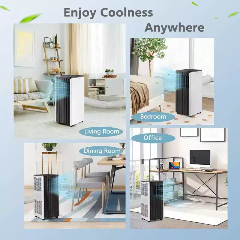Climatiseur Portable Costway 7100 BTU (10000 BTU ASHARE) Unité AC 3-en-1 avec Refroidissement Déshumidification Ventilation Mode Veille