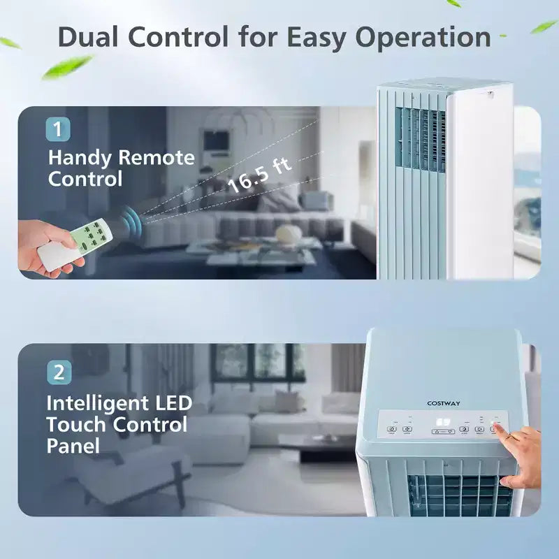 Climatiseur Portable Costway 7100 BTU (10000 BTU ASHARE) Unité AC 3-en-1 avec Refroidissement Déshumidification Ventilation Mode Veille