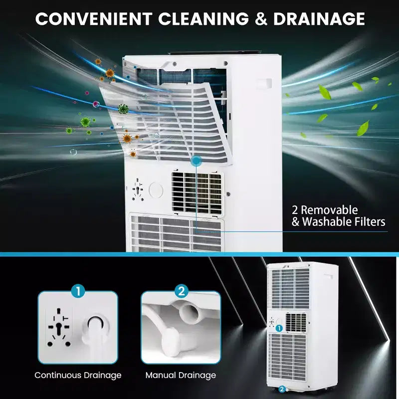 Climatiseur portable Costway 8000 BTU 3-en-1 avec ventilateur rafraîchissant, déshumidificateur et mode veille