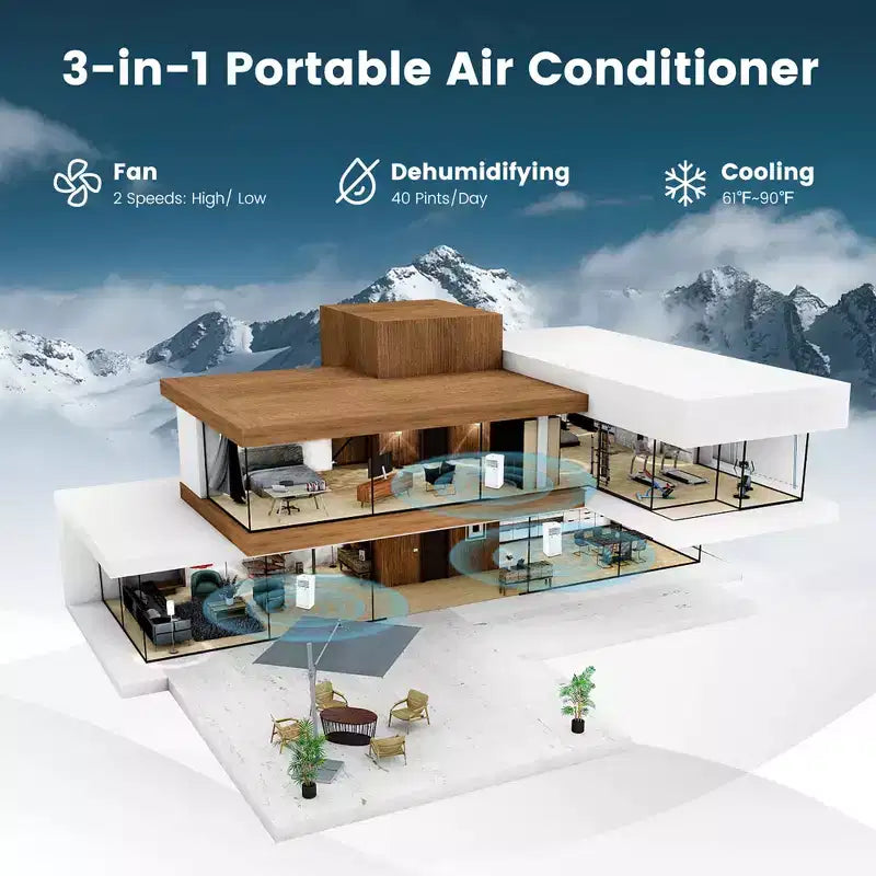 Aire acondicionado portátil Costway de 8000 BTU con deshumidificador y modo ventilador, hasta 23.2 m²