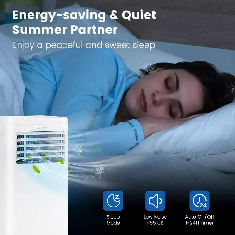 Climatiseur portable Costway 6000 BTU (10000 BTU ASHRAE) avec mode déshumidificateur et ventilateur, jusqu'à 32,5 m²