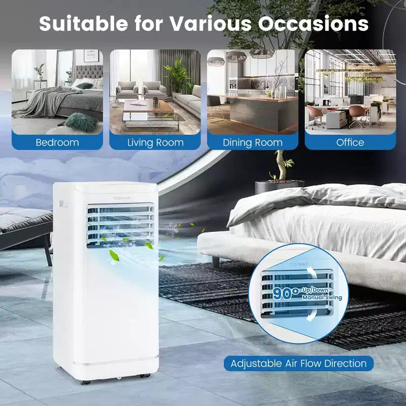 Climatiseur portable Costway 6000 BTU (10000 BTU ASHRAE) avec mode déshumidificateur et ventilateur, jusqu'à 32,5 m²