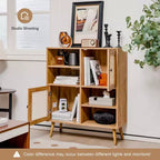 Costway Aparador de ratán, mueble de almacenamiento auxiliar, gabinete de bar de café con puertas y cubículos