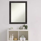 Miroir mural de salle de bain Amanti Art en bois de pin rustique, étroit et sans biseau