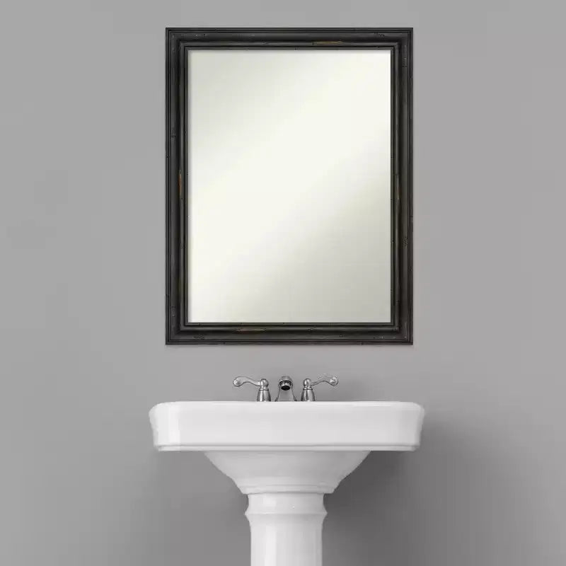 Miroir mural de salle de bain Amanti Art en bois de pin rustique, étroit et sans biseau