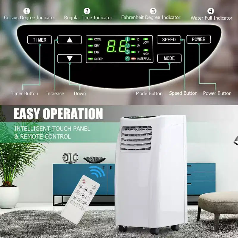 Costway Climatiseur portable 5500 BTU (8000 BTU ASHRAE) et déshumidificateur avec télécommande