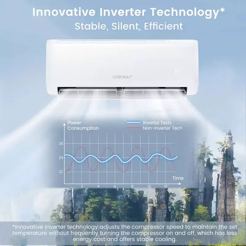 Climatiseur split Costway 24 000 BTU avec thermopompe et télécommande Alexa Google Home