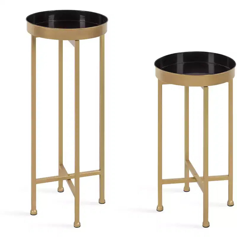 Ensemble de tables d'appoint rondes pliables en métal Celia de Kate and Laurel