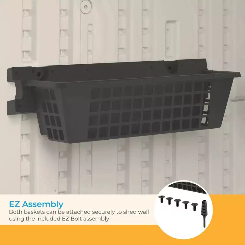 Suncast Cesta accesoria de 25 x 7.25 pulgadas para cobertizo exterior, negra (paquete de 2)
