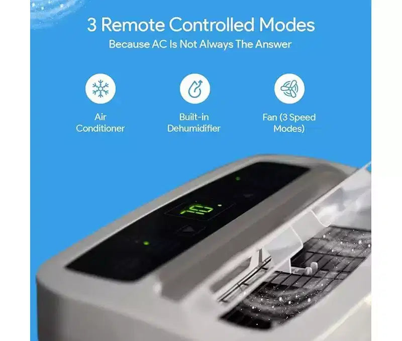 Climatiseur portable SereneLife 14 000 BTU pour la maison avec déshumidificateur, ventilateur, télécommande + kit de fenêtre, blanc