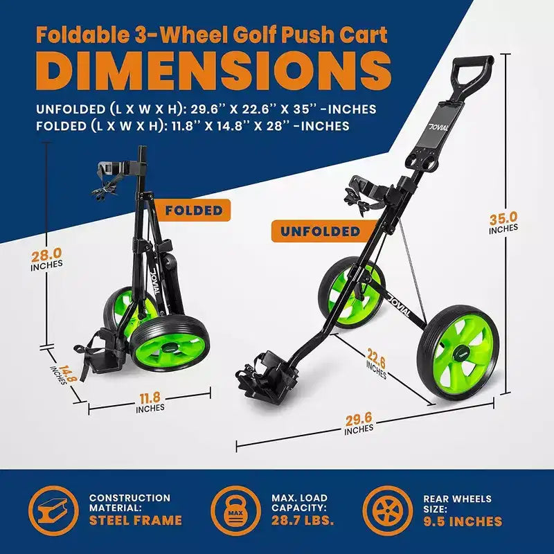 Carrito de golf plegable de 3 ruedas