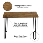 Lujoso Escritorio para el Hogar con Patas Horquilla - Decoración del Hogar de Estilo Industrial Moderno - Aspecto de Veta de Madera y Detalles de Acero